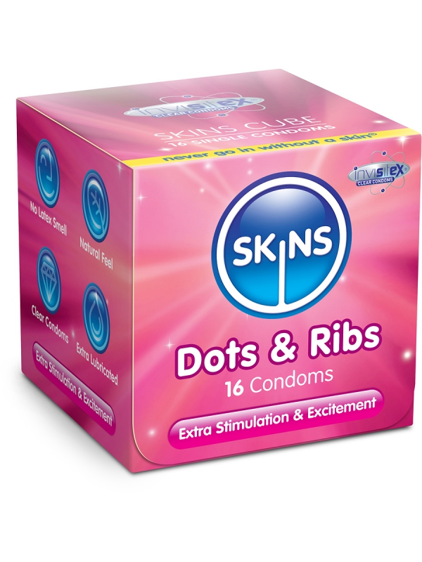 Skins Cube Kondomer Dots & Ribs (16-pack)